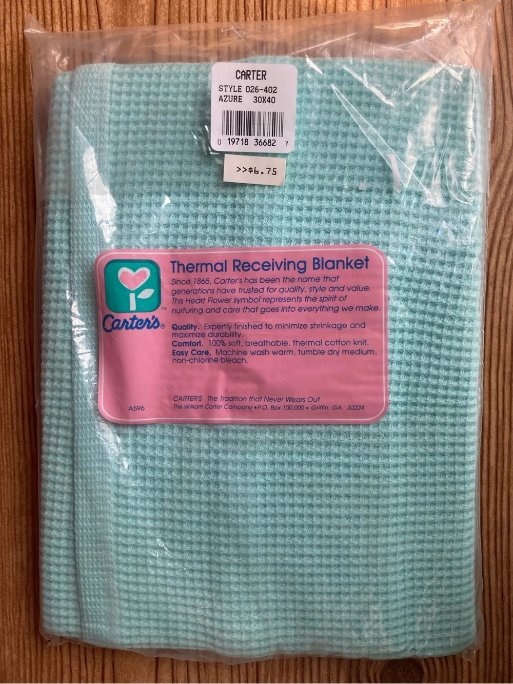 NWT NOS Vintage Carter’s Cotton Waffle Weave Thermal Baby Receiving Blanket New